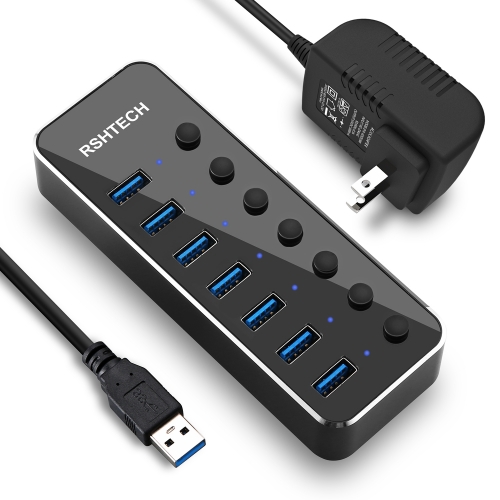 USB3.0 ハブ7ポート USB拡張 5V/3A ACアダプタ付き