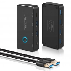 2入力5出力 USB 切り替え 3.0 、USB 3.0 x 3、オーディオ、 USB A-Aケーブル x2 付き RSH-A201