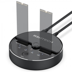 RSHTECH M.2 NVMe SSDケース クローン スタンド デュアルベイ USB3.2 Gen2 10Gbps 高速転送